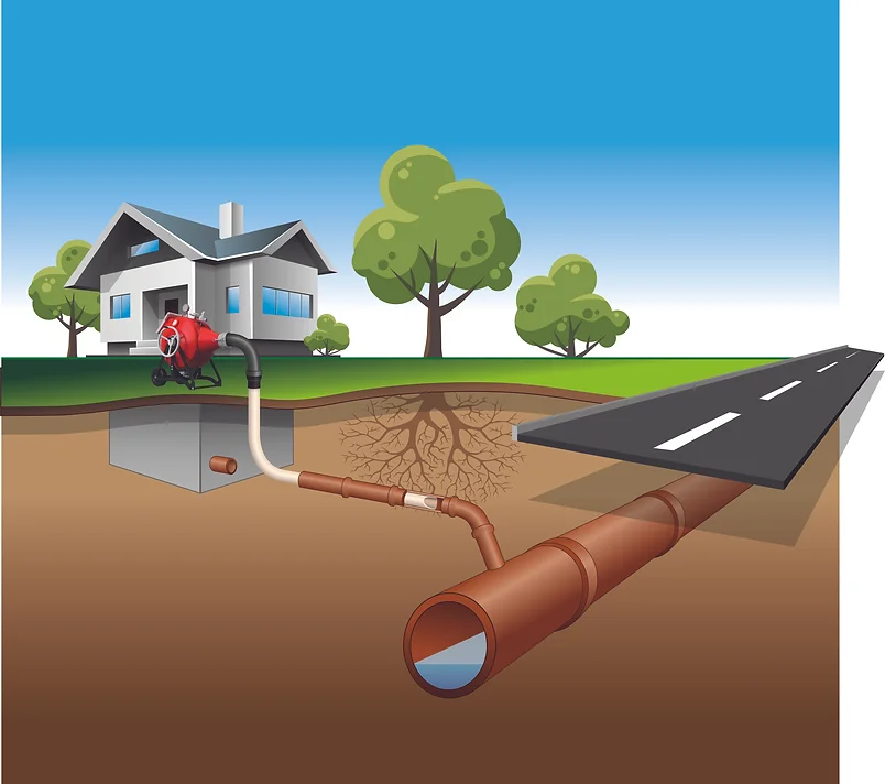 illustration of a homes sewer system and the sewer pipes below